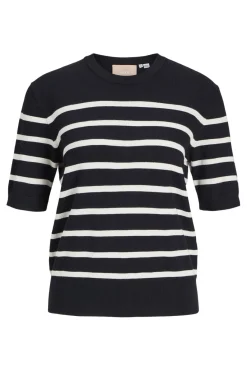Clearance Jjxx Jxlayla Comfy Ss Knit 4480602 Black /Vanilla Ice