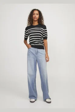 Clearance Jjxx Jxlayla Comfy Ss Knit 4480602 Black /Vanilla Ice