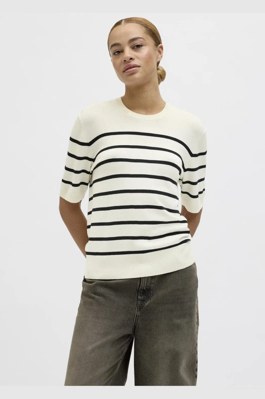 Discount Jjxx Jxlayla Comfy Ss Knit 4550749 Vanilla Ice /Black