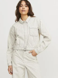 Hot Jjxx Jxmaddy Rlx Overshirt 4646529 Blanc De Blanc Black Pinstripe