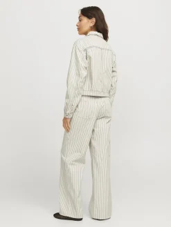 Hot Jjxx Jxmaddy Rlx Overshirt 4646529 Blanc De Blanc Black Pinstripe