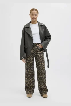 Online Jjxx Jxsarah Wide Pant Sn 4702530 Cornstalk Leopard
