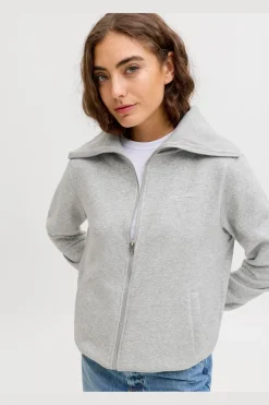 Discount Jjxx Jxstudio Vesterbro Flat Knit Zip Swt Sn 5000235 Light Grey Melange Bright White Jjxx Studio