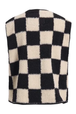 Online Jjxx Jxvera Check Teddy Vest 4896593 Bone White Checks