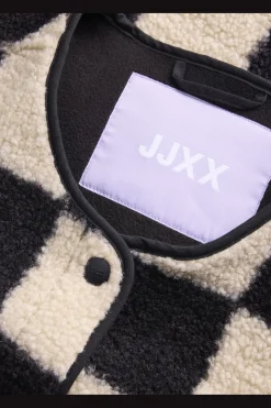 Online Jjxx Jxvera Check Teddy Vest 4896593 Bone White Checks