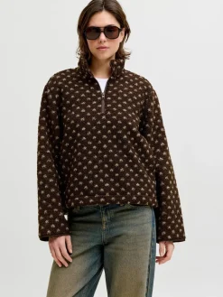 Jjxx Jxvera Half Zip Teddy Jacket 5034468 Bracken Petit Dot Off White