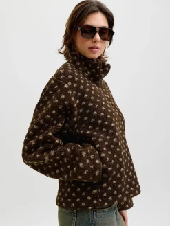 Jjxx Jxvera Half Zip Teddy Jacket 5034468 Bracken Petit Dot Off White