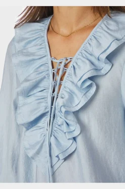 Outlet Neo Noir Katarina Crepe Ruffle Blouse 166497 145