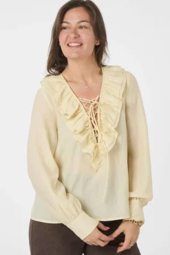 Clearance Neo Noir Katarina Crepe Ruffle Blouse 166497 191