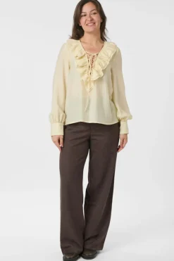 Clearance Neo Noir Katarina Crepe Ruffle Blouse 166497 191