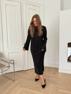 Online BYIC Kellyic Long Plissé Dress A23287 Black