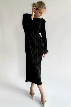 Online BYIC Kellyic Long Plissé Dress A23287 Black