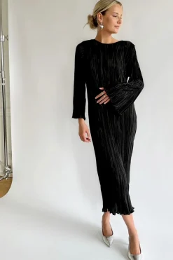 Online BYIC Kellyic Long Plissé Dress A23287 Black