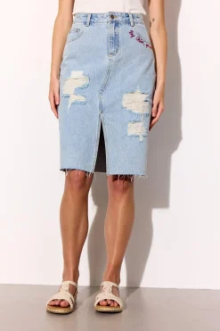 Outlet Hunkøn Kenna Denim Skirt 26021 Light Denim