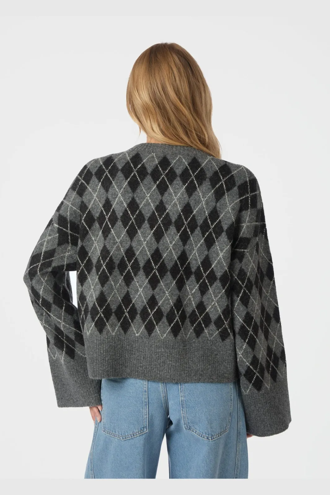 Best Neo Noir Kick Check Knit Blouse 165204 132