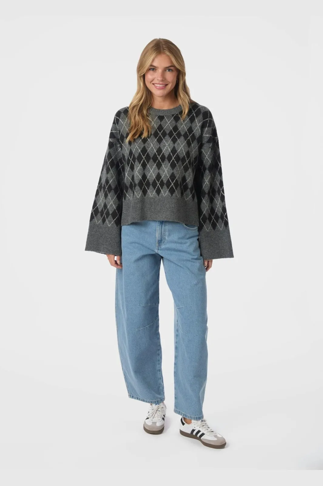 Best Neo Noir Kick Check Knit Blouse 165204 132