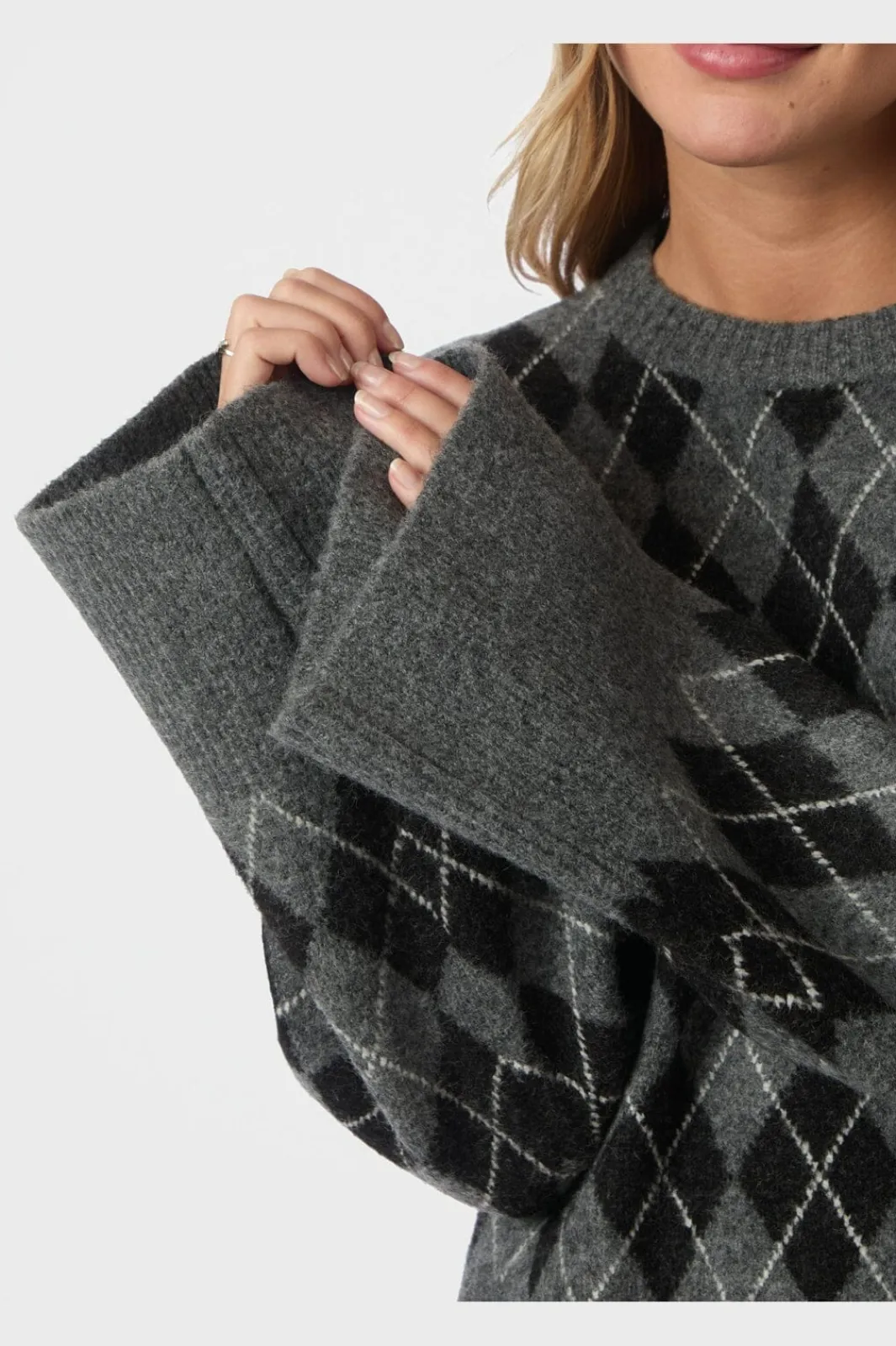 Best Neo Noir Kick Check Knit Blouse 165204 132