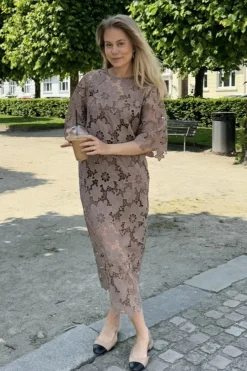 Outlet BYIC Klaraic Lace Long Dress mocca Mocca
