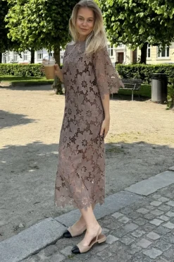 Outlet BYIC Klaraic Lace Long Dress mocca Mocca