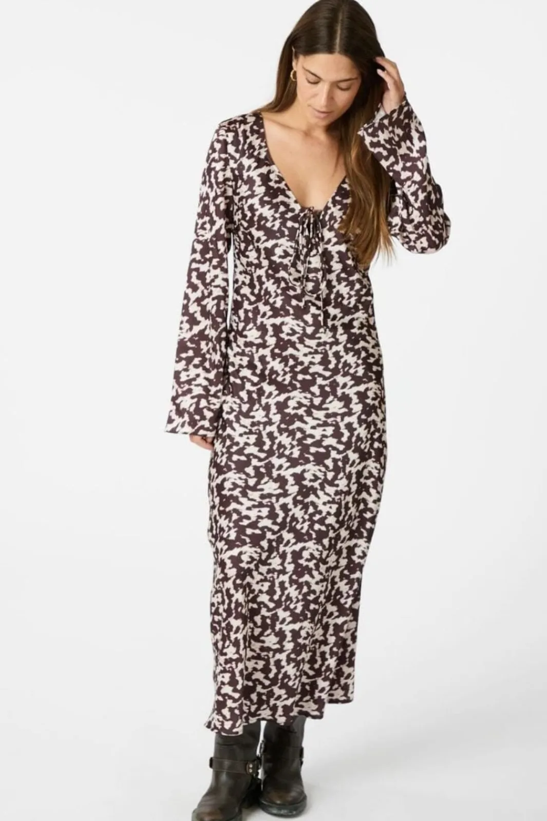 Clearance Neo Noir Krisha Graphic Fade Dress 164344 Chocolate Brown