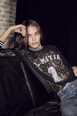 Outlet Haute L'Amitié Lace Ls Football Blouse HL10471 Black