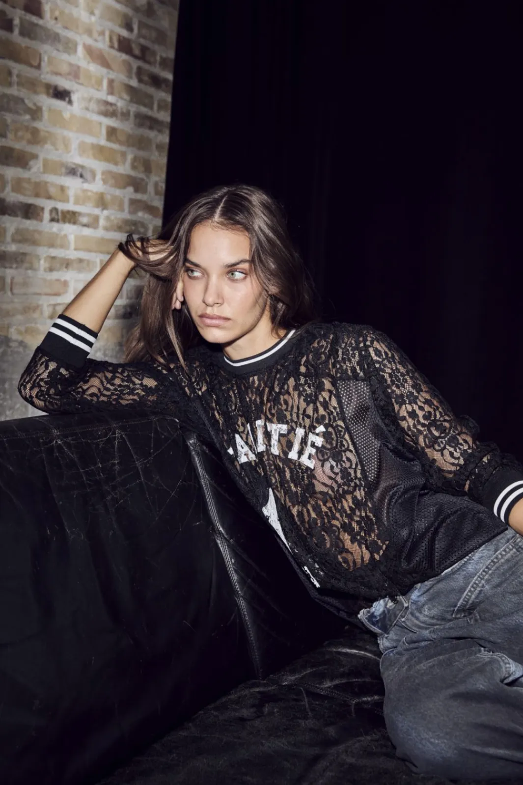 Outlet Haute L'Amitié Lace Ls Football Blouse HL10471 Black