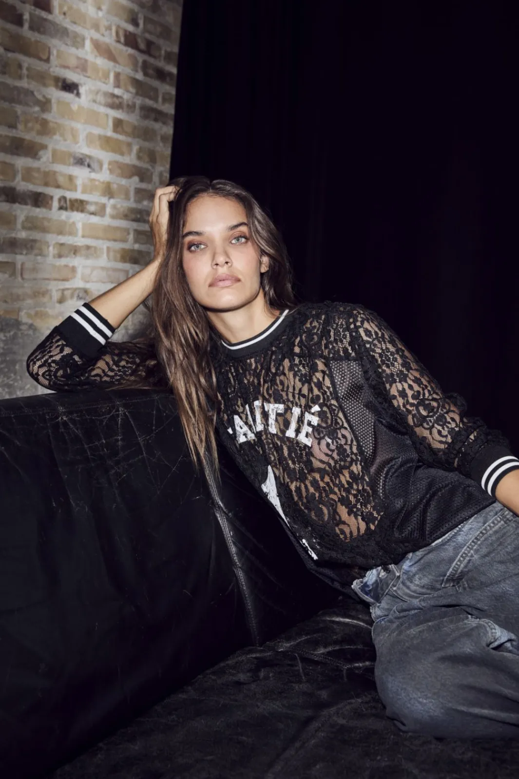 Outlet Haute L'Amitié Lace Ls Football Blouse HL10471 Black