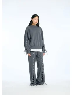 Clearance Rotate Lacing Crewneck 1154681205 1205 Gray Pinstripe