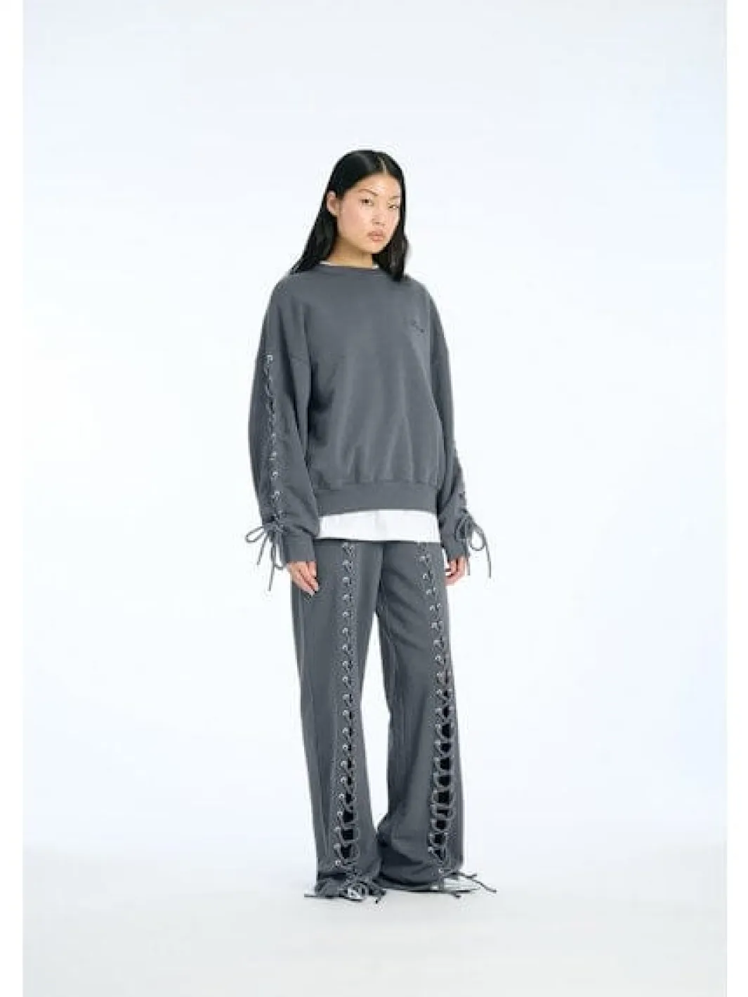 Clearance Rotate Lacing Crewneck 1154681205 1205 Gray Pinstripe