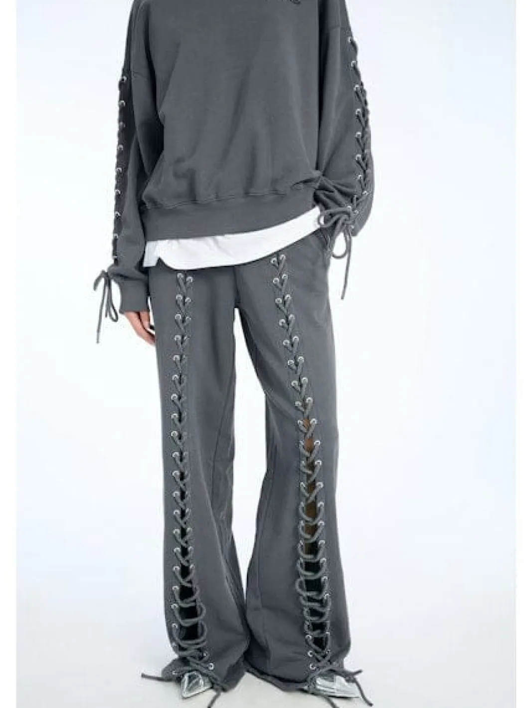 Clearance Rotate Lacing Crewneck 1154681205 1205 Gray Pinstripe
