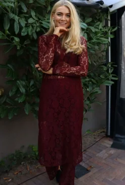 Clearance Liberte Lacy Ls Long Dress 22272 Bordeaux Lace