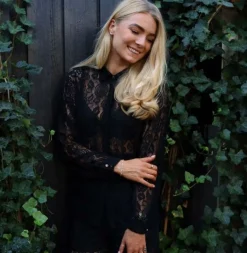 Hot Liberte Lacy Ls Shirt 22270 Black Lace