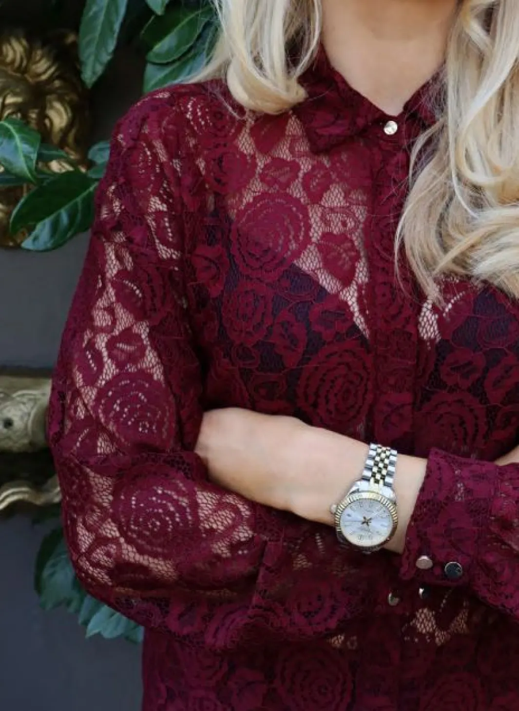 Outlet Liberte Lacy Ls Shirt 22270 Bordeaux Lace