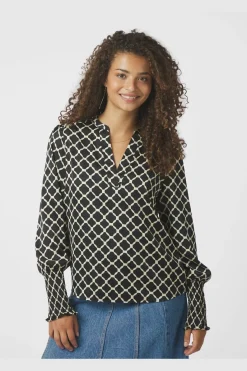 Hot Neo Noir Landa Tile Print Blouse 166926 100
