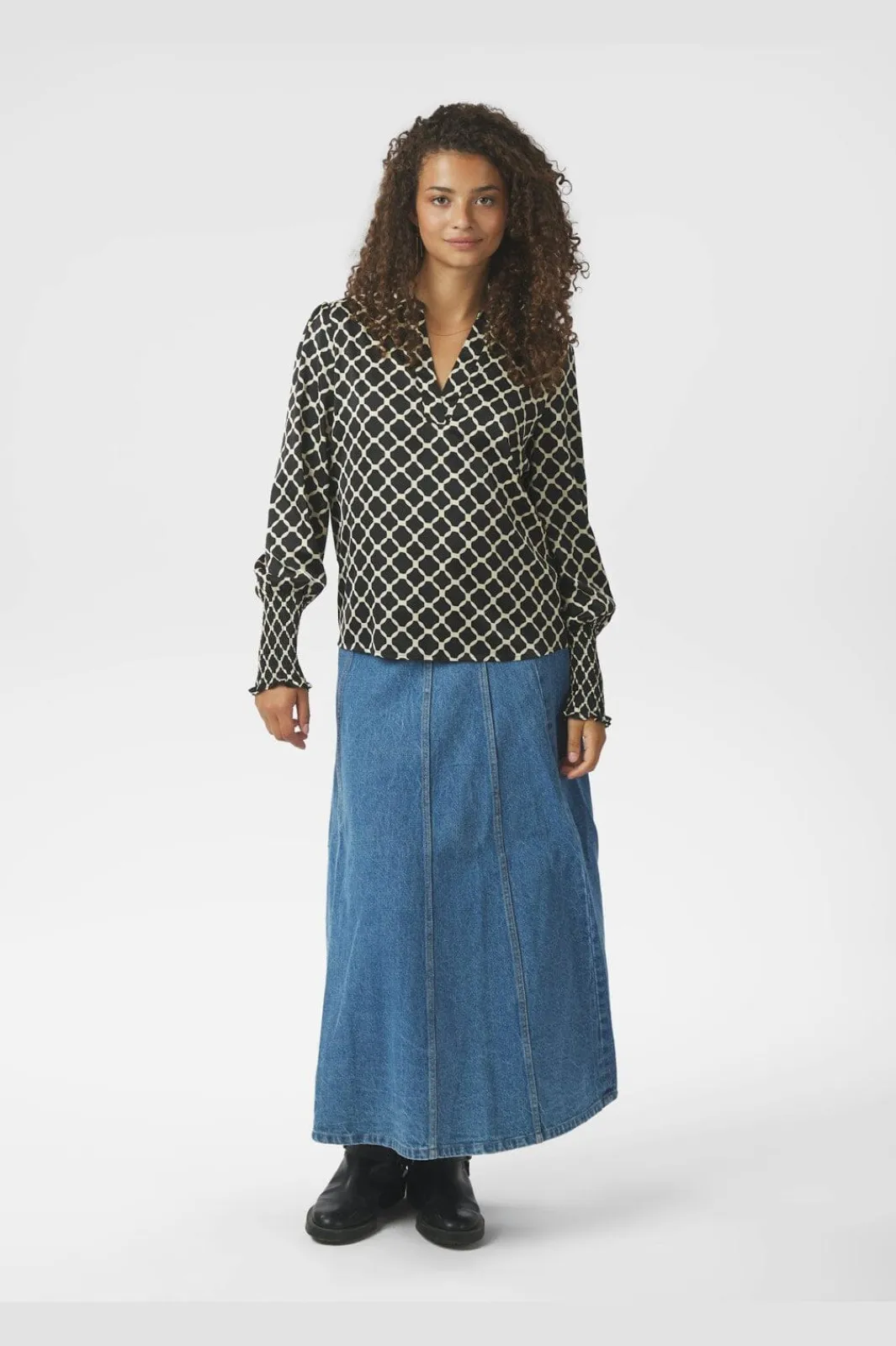 Hot Neo Noir Landa Tile Print Blouse 166926 100