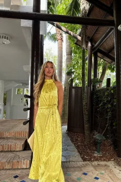 Hot Karmamia Layla Dress Yellow Paisley Jacquard