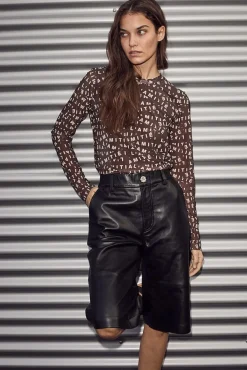 Online Haute L'Amitié Leather Bermudas HL10207 Black