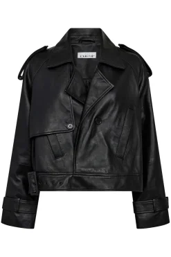 Clearance Haute L'Amitié Leather Trench Jacket HL10165 Black