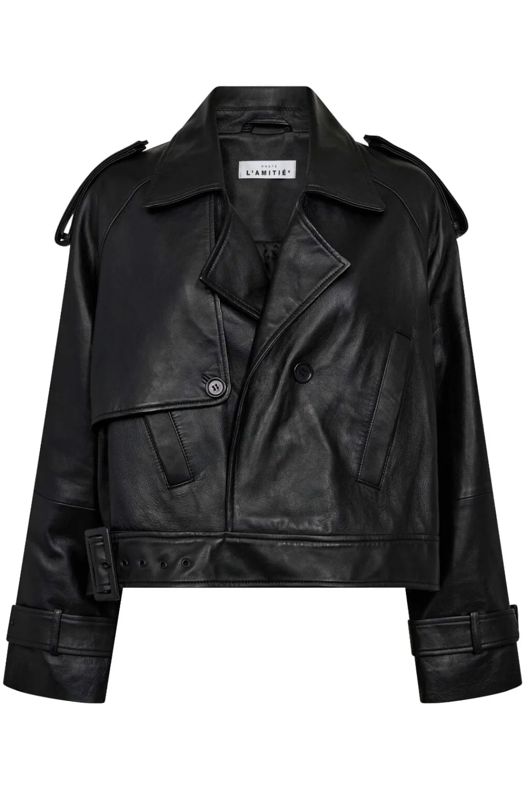 Clearance Haute L'Amitié Leather Trench Jacket HL10165 Black