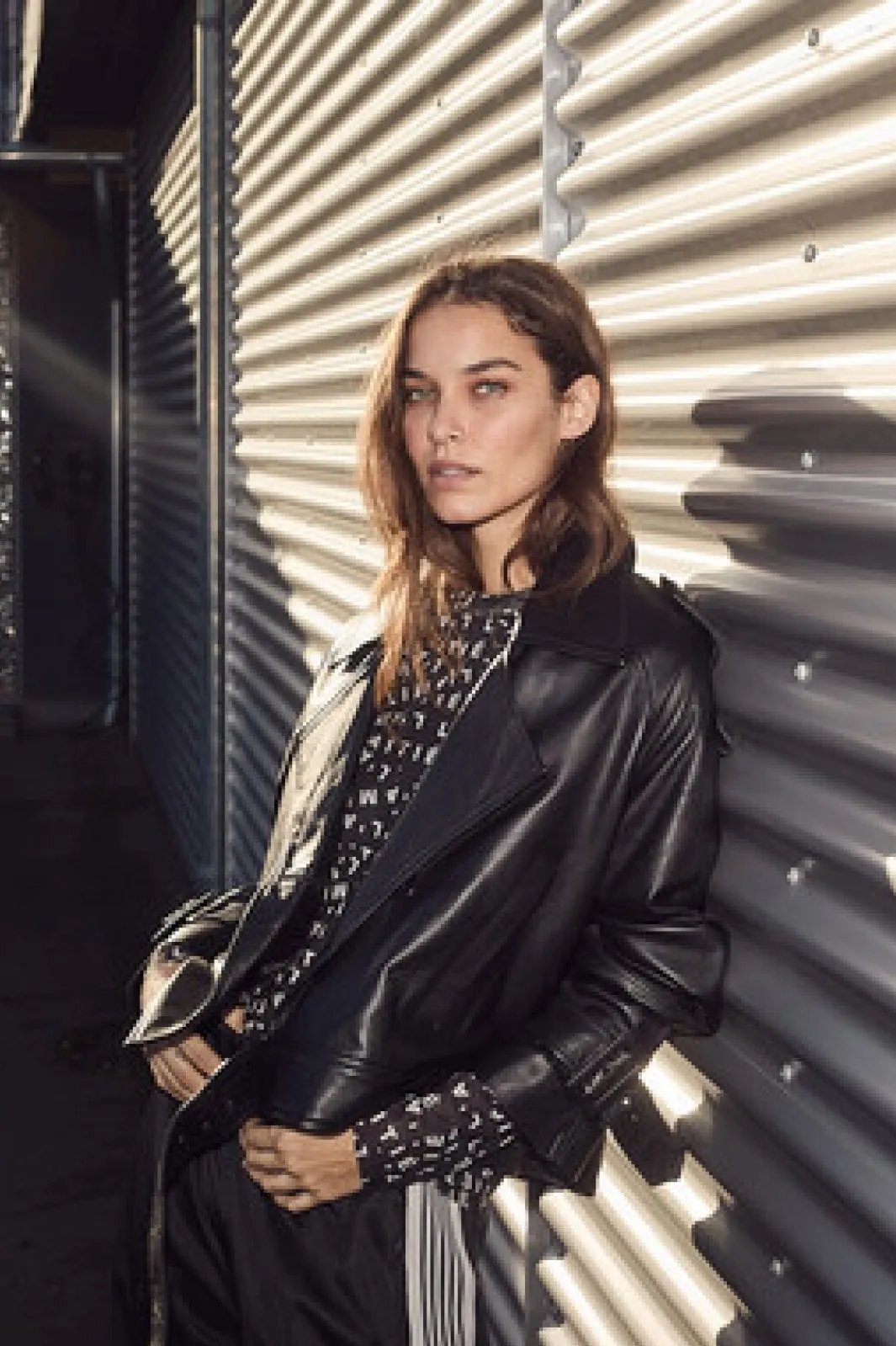 Clearance Haute L'Amitié Leather Trench Jacket HL10165 Black