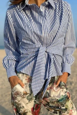 Outlet Karmamia Lee Shirt Sea Stripe Cotton