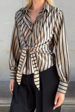 Sale Karmamia Lee Shirt 2245 Tan Stripe