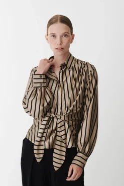 Sale Karmamia Lee Shirt 2245 Tan Stripe