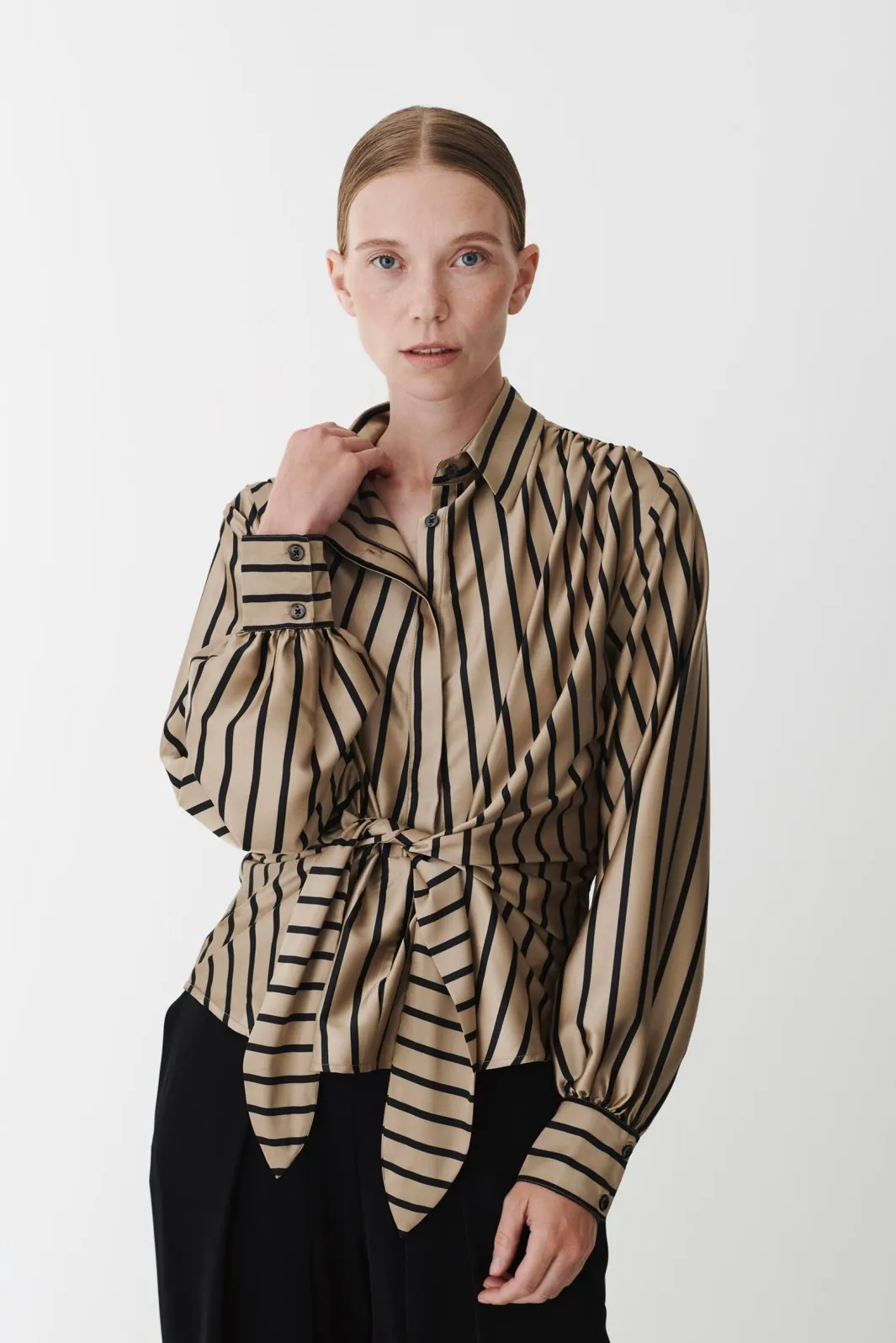 Sale Karmamia Lee Shirt 2245 Tan Stripe