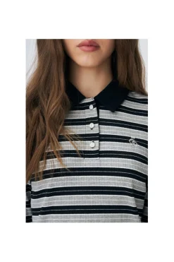 Outlet Cras Leslie Polo Blouse C570 8136 Grey Black Stripe