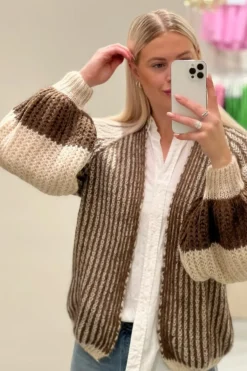 Discount Noella Liana Knit Cardigan Beige Brown