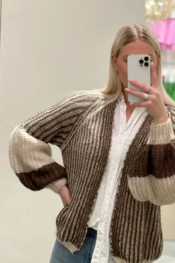 Discount Noella Liana Knit Cardigan Beige Brown