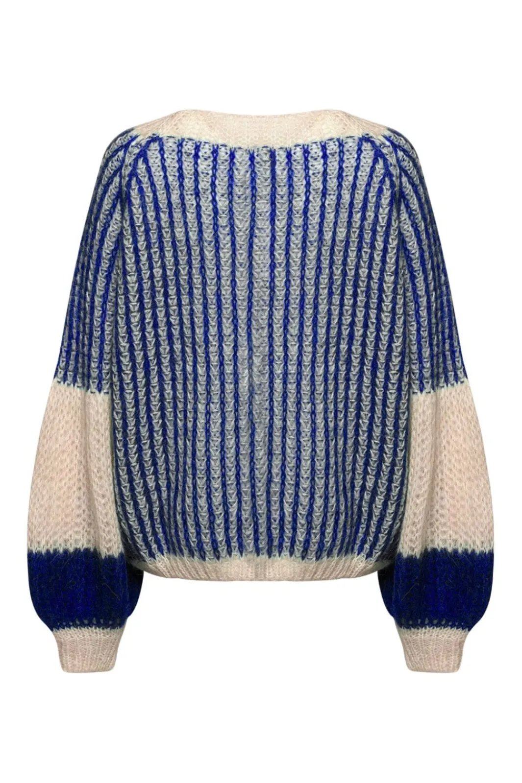 New Noella Liana Knit Sweater Cream/Cobalt Blue