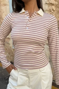 Clearance BYIC Livaic Polo A23982 Lavender Stripes