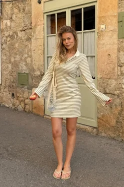 Clearance BYIC Livaic Polo Dress A23995 Yellow Stripes